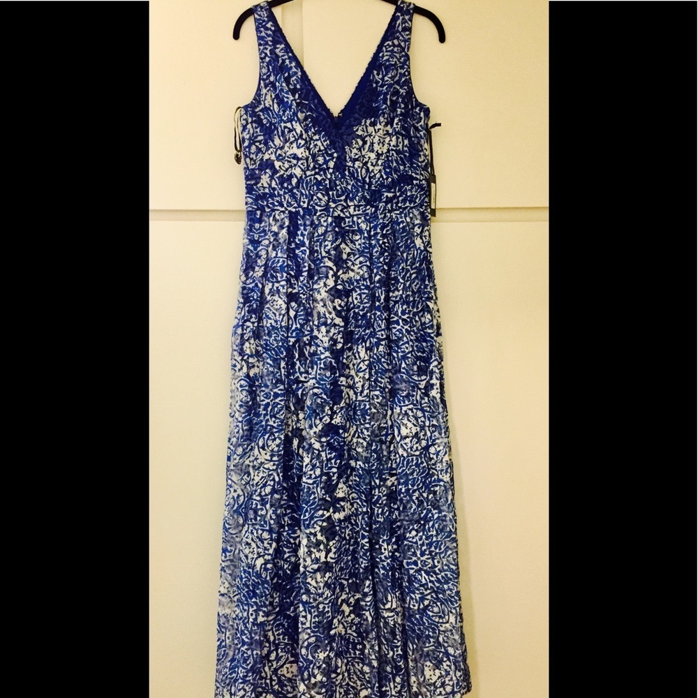 Vera Wang Blue and White Maxi Dress
